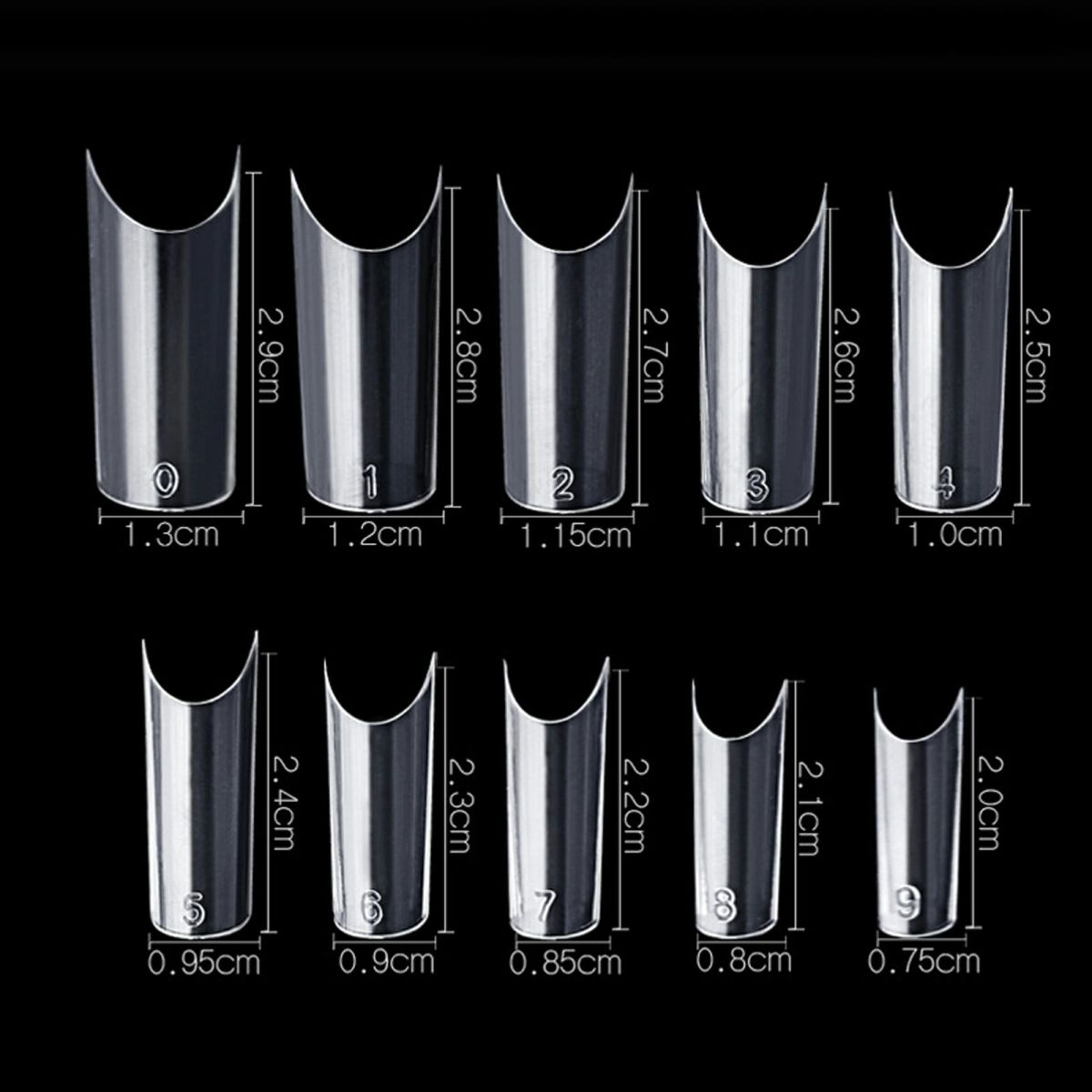 長さだし用チップ クリア ストレートvalue【10サイズ×各10個入】