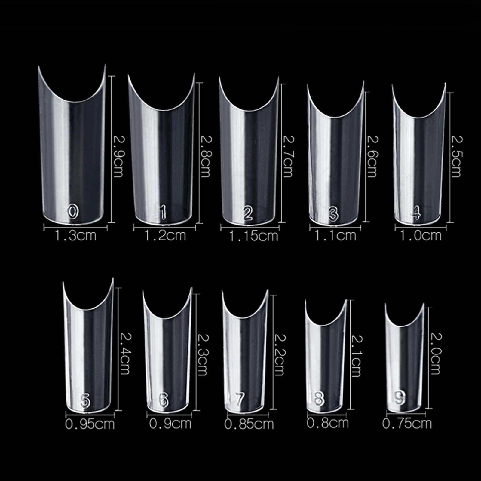 長さだし用チップ クリア ストレート サイズ別【25個入り】
