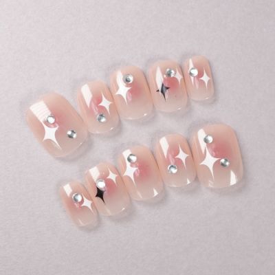 モノクロキラキラ星ネイル[デザイン済ネイルチップ]