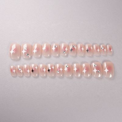 モノクロキラキラ星ネイル[デザイン済ネイルチップ]